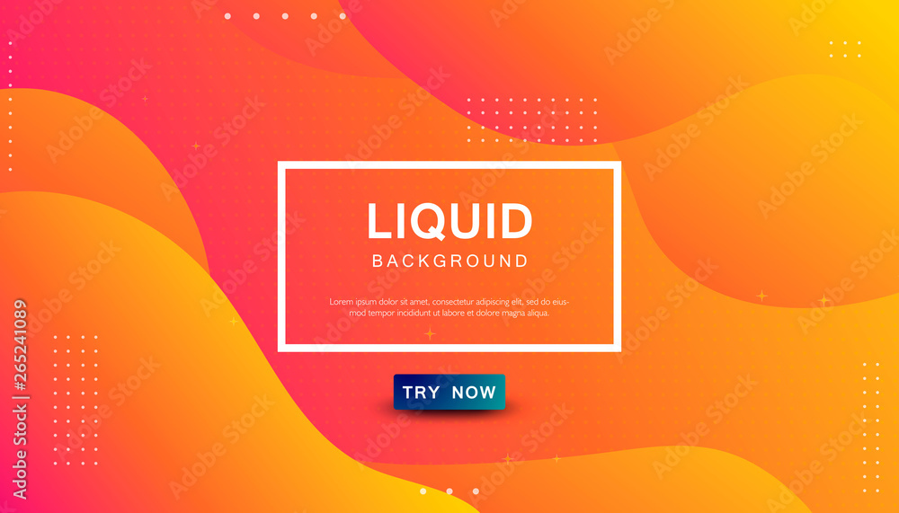 Poster gradient liquid color background. dynamic textured geometric element design with dots decoration. mo