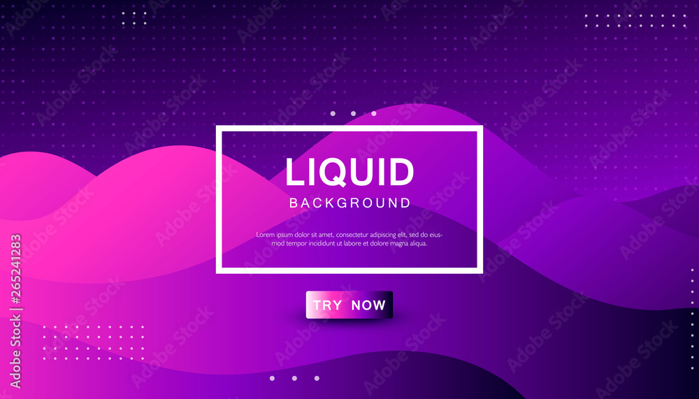 Poster modern liquid color background. dynamic textured geometric element design with dots decoration. purp