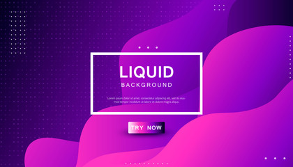 Modern liquid color background. Dynamic textured geometric element design with dots decoration. Purple and pink gradient light vector illustration.