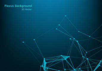 Vector abstract futuristic digital landscape with particles dots and stars on horizon. computer geometric digital connection structure. Futuristic blue abstract grid. Intelligence artificial. Neon