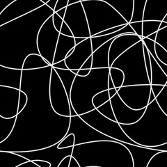Abstract hand drawn scribble doodle chaos pattern texture isolated on black background