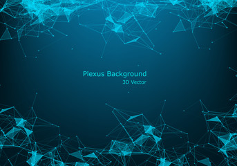 Geometric graphic background molecule and communication. Big data complex with compounds. Perspective backdrop. Minimal array Big data. Digital data visualization. Scientific vector illustration