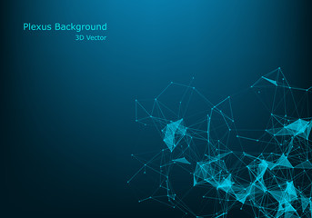 Geometric abstract background with connected lines and dots. Wave flow. Molecule and communication background. Graphic background for your design.