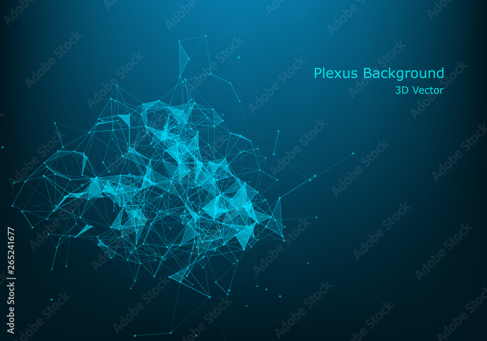 Poster abstract graphic consisting of points, lines and connection, internet technology .big data concept.