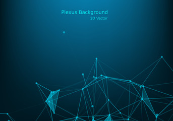Vector abstract futuristic digital landscape with particles dots and stars on horizon. computer geometric digital connection structure. Futuristic blue abstract grid. Intelligence artificial.