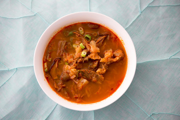 Korean spicy beef stew with vegetables