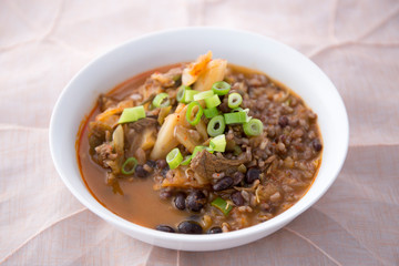 Korean spicy beef stew with vegetables