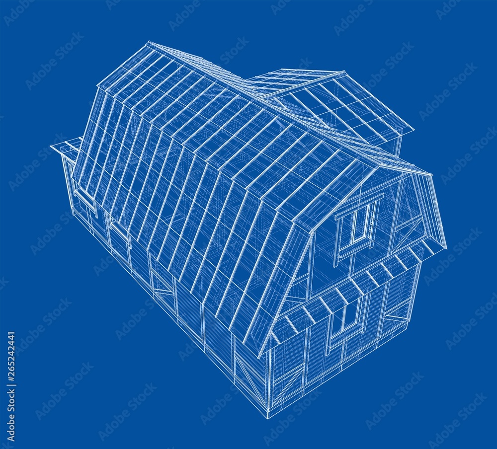 Poster house sketch. vector rendering of 3d