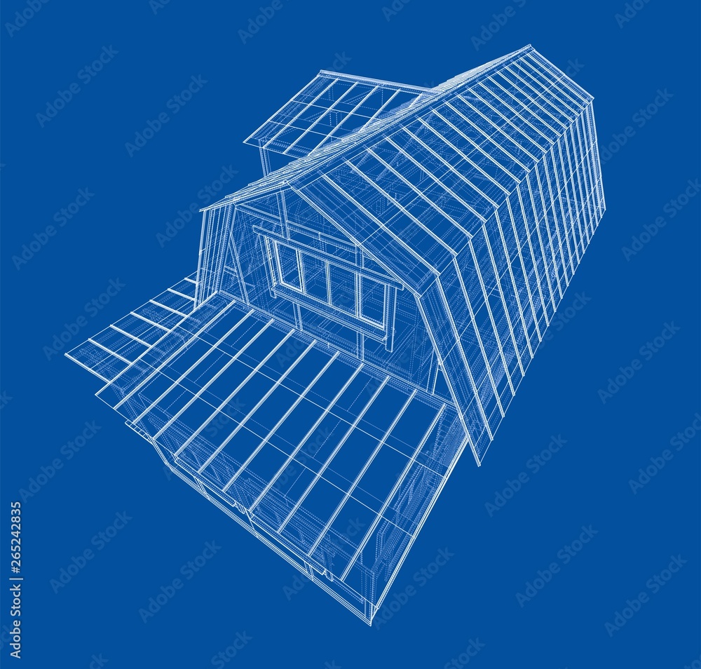 Poster house sketch. vector rendering of 3d