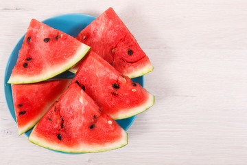 Watermelon containing vitamins and minerals, healthy dessert, copy space for text