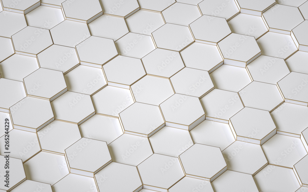 Poster abstract 3d hexagons background design, 3d rendering,conceptual image.