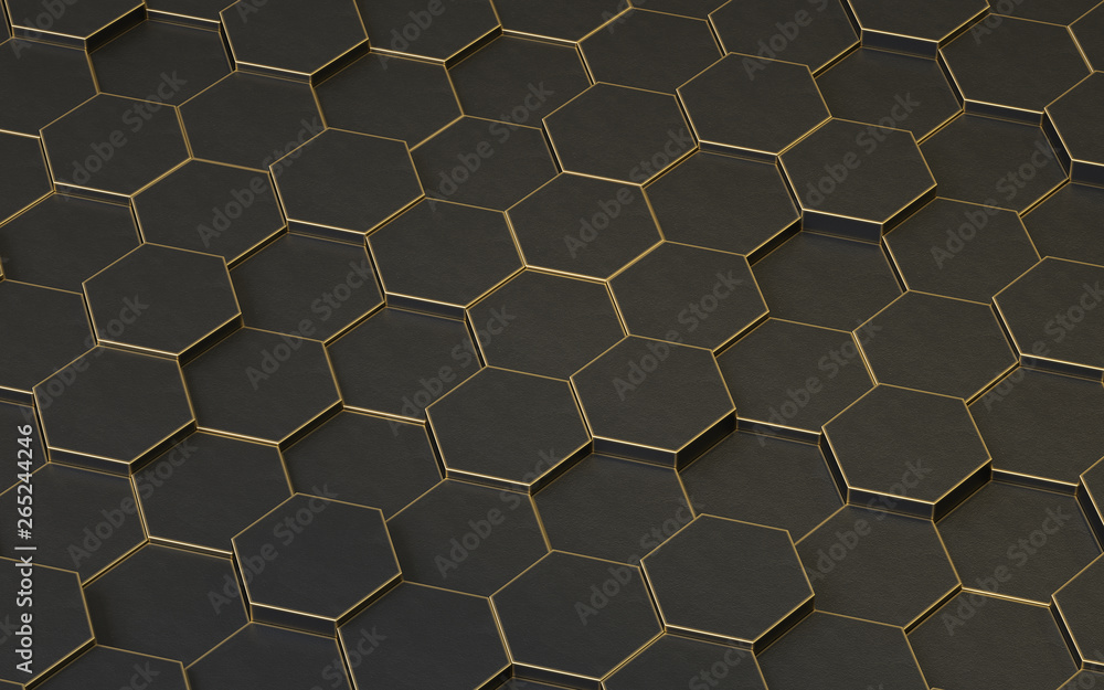 Aufkleber abstract 3d hexagons background design, 3d rendering,conceptual image.