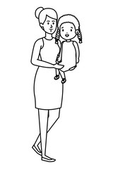 young mother with little daughter