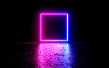 neon light shapes on black background,rainbow colors, 3d rendering,conceptual image.