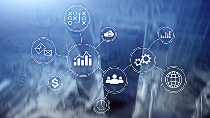 Business process automation concept on blurred background.