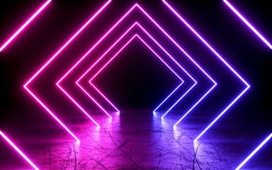 Fototapeta premium neon light shapes on black background,rainbow colors, 3d rendering,conceptual image.
