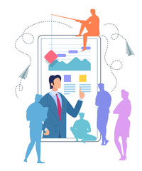 Professor Teaching Students From Smartphone Screen