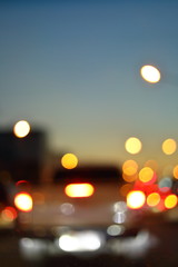 blur light traffic, car driving on night road city