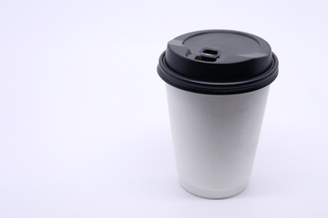 take away cup for hot coffee drink on white background