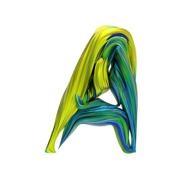 Alphabet font of melting liquid mental, 3d rendering,conceptual image.