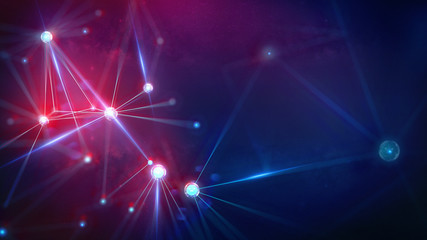 Geometric landscape and Futuristic digital blockchain fintech technology.