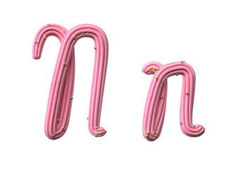 Pink cream candy Font Isolated on White Background, 3d rendering,conceptual image.