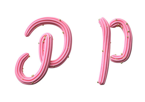 Pink cream candy Font Isolated on White Background, 3d rendering,conceptual image.