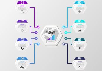 Vector Infographics Elements Template Design . Business Data Visualization Timeline with Marketing Icons most useful can be used for presentation, diagrams, annual reports, workflow layout