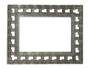 Picture frame designed with metal in square shape, isolated on white background with clipping path.