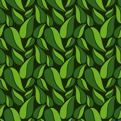 Flat vector seamless patterns with simple leaves on colored background for textile, prints, wallpaper, wrapping, web etc.