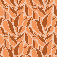 Flat vector seamless patterns with simple leaves on colored background for textile, prints, wallpaper, wrapping, web etc.