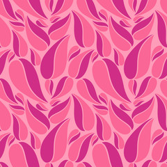 Fototapeta na wymiar Flat vector seamless patterns with simple leaves on colored background for textile, prints, wallpaper, wrapping, web etc.