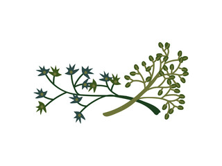 Green Twigs, Natural Design Element for Wedding Invitation, Save the Date, Greeting Card, Poster, Quote Vector Illustration