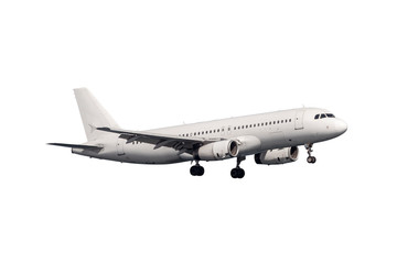 A white mid-size jet aircraft