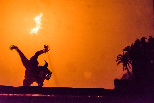 Traditional Balinese Shadow Puppet Show By Using Torch Light