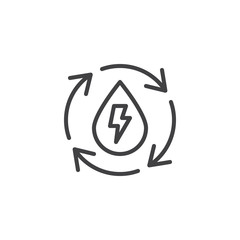 Water recycling energy line icon. linear style sign for mobile concept and web design. Ecology Recycle Water Drop outline vector icon. Symbol, logo illustration. Pixel perfect vector graphics