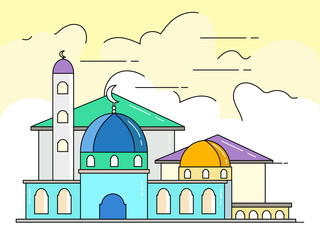Modern Building  Mosque isolated in  Flat design
