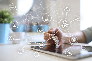 Automation IOT internet of things Smart Industry Technology and Internet Concept.