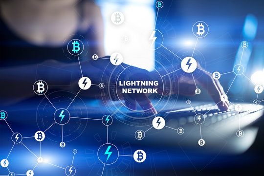 Lightning network - second layer payment protocol that operates on top of a blockchain. Bitcoin, cryptocurrency, internet payment.