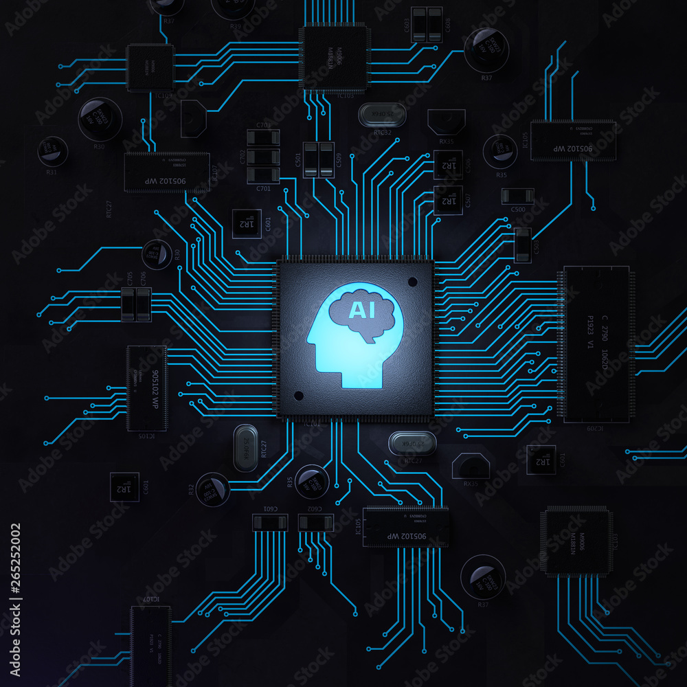 Poster ai, artificial intelligence concept,3d rendering,conceptual image.