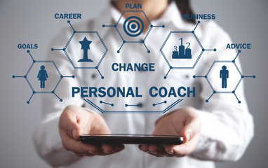 Personal Coach. Development and achievement. Business concept