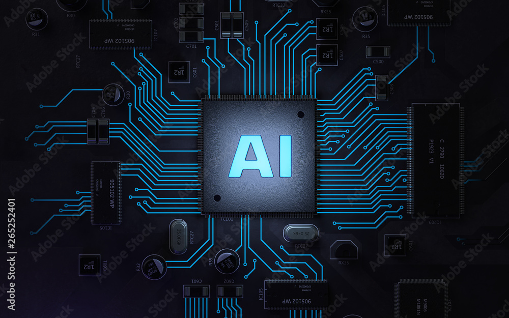 Poster ai, artificial intelligence concept,3d rendering,conceptual image.