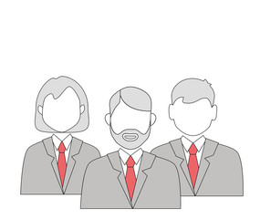 business team. people in business clothes. icons vector illustration.