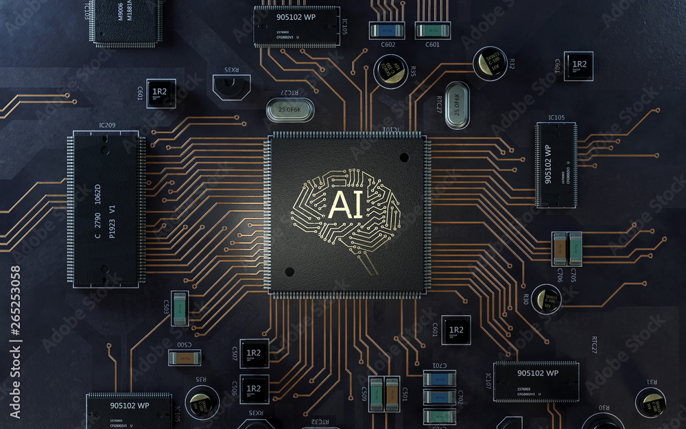 Poster ai, artificial intelligence concept,3d rendering,conceptual image.