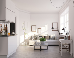 scandinavian style living room design. © Victor zastol'skiy