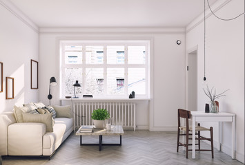 scandinavian style living room design.