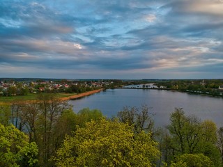 Fototapeta na wymiar landscape with lake and clouds in Minsk Region of Belarus