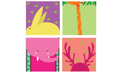 Cute Animals flat style vector