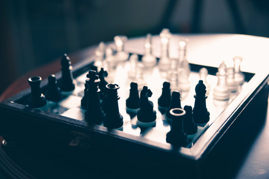 Chess Board In The Foreground To Use For Wallpaper Stock Photo, Picture and  Royalty Free Image. Image 116410136.