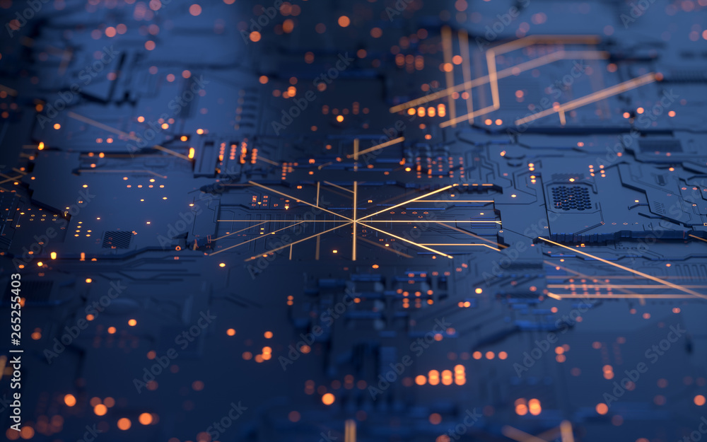 Aufkleber circuit board,abstract network technology background,3d rendering,conceptual image.